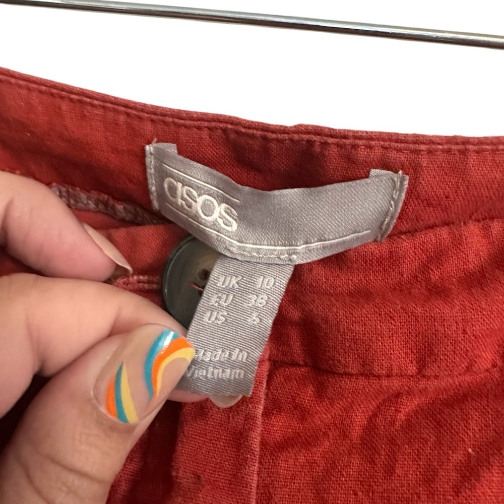 ASOS Burnt Orange Linen Skinny Leg Pants Size 6 - Picture 2 of 6